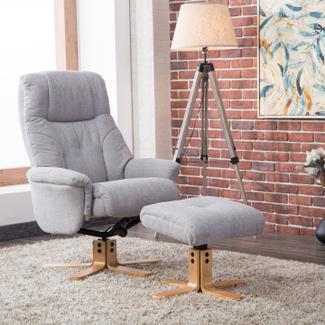 Dubai Recliner Chair & Footstool in Lisbon Silver